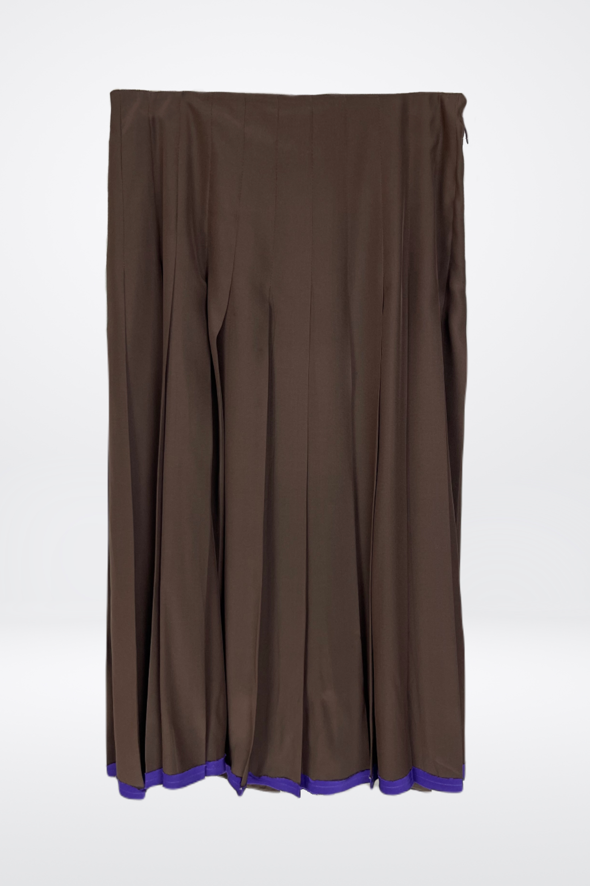 Prada Pleated Silk Skirt with Purple Trim