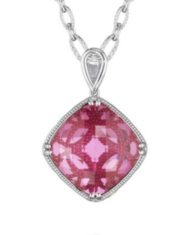 Tacori Sterling Silver with 18k Yellow Gold Accents "City Lights" Hot Pink Quartz Pendant