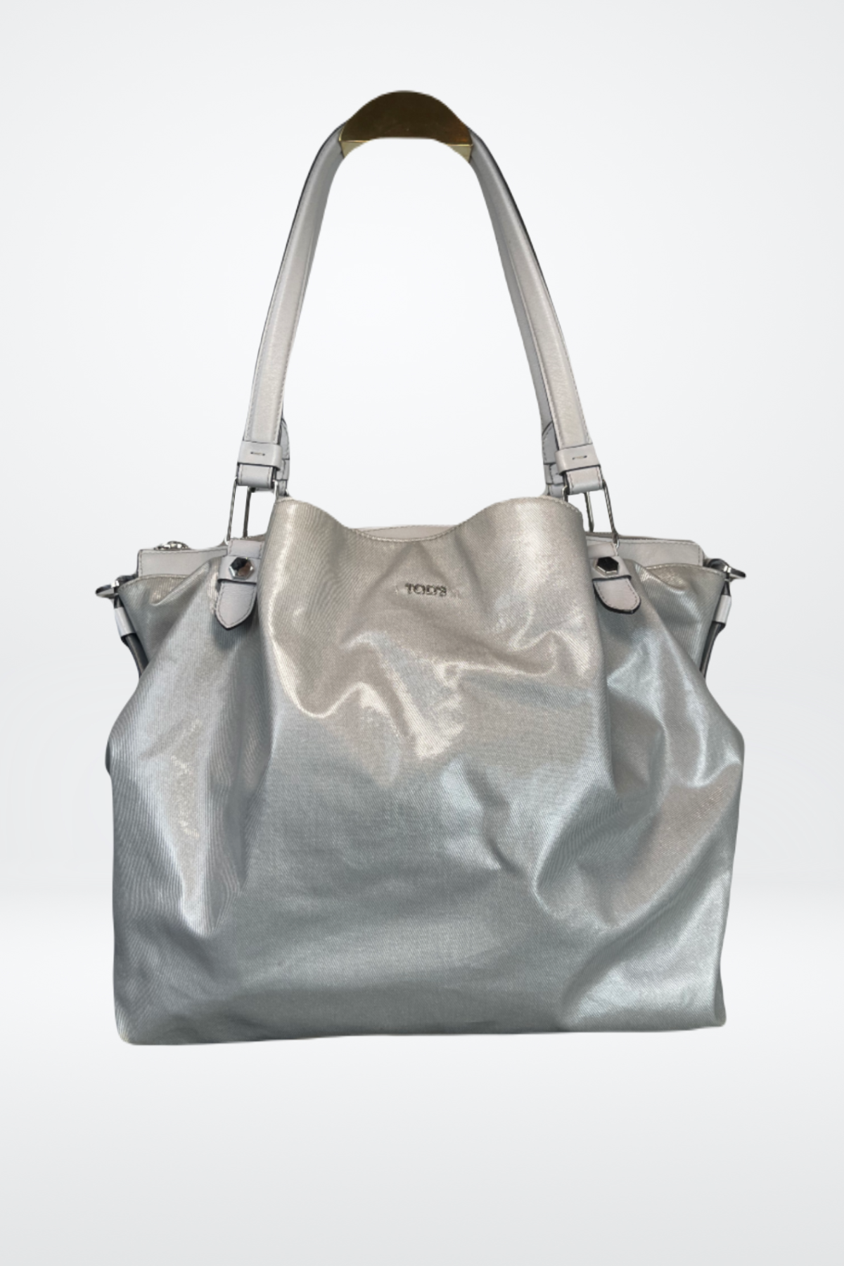 Tod's Nylon Pewter Multi-Pocket Shoulder Bag
