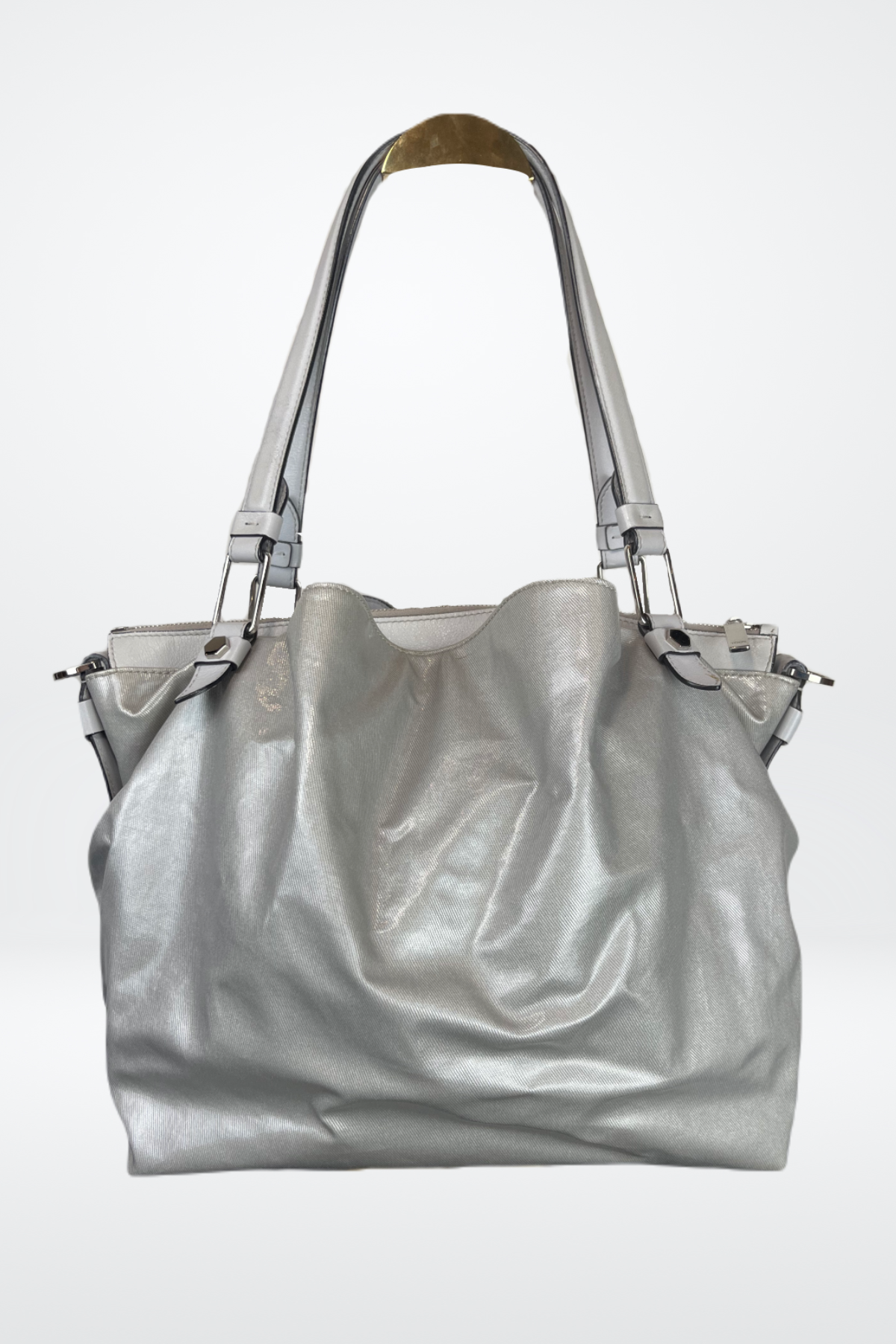 Tod's Nylon Pewter Multi-Pocket Shoulder Bag