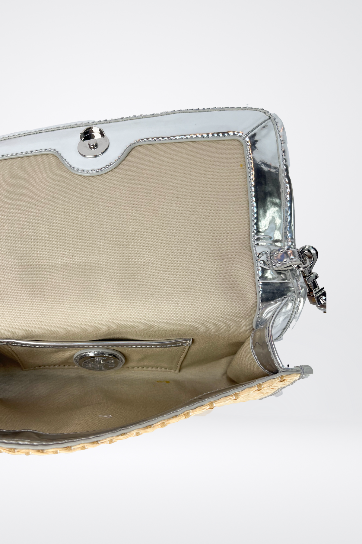 Tory Burch Straw Pochette Crossbody Bag