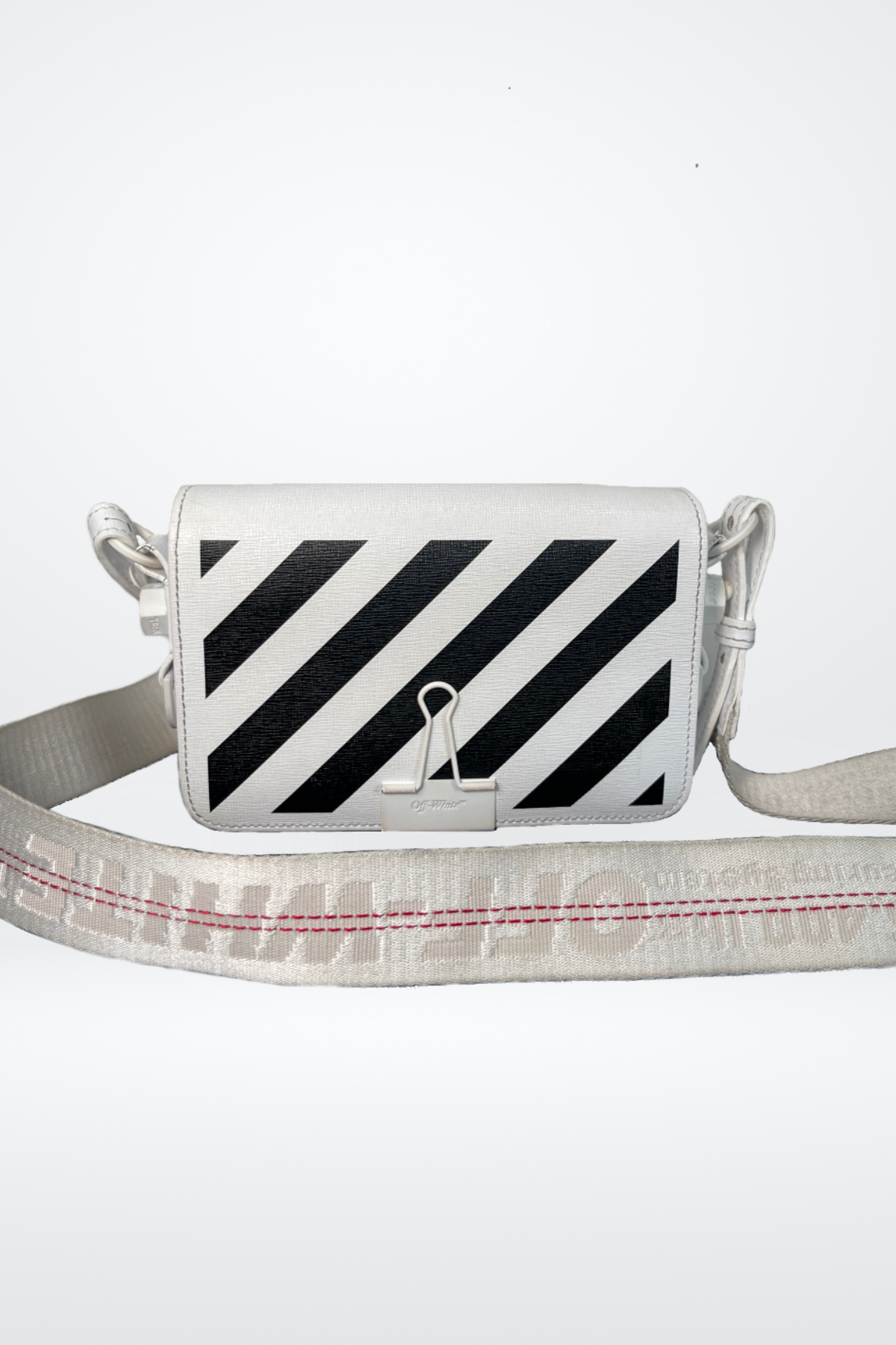 Off-White Diagonal Hazard Clip Crossbody Bag