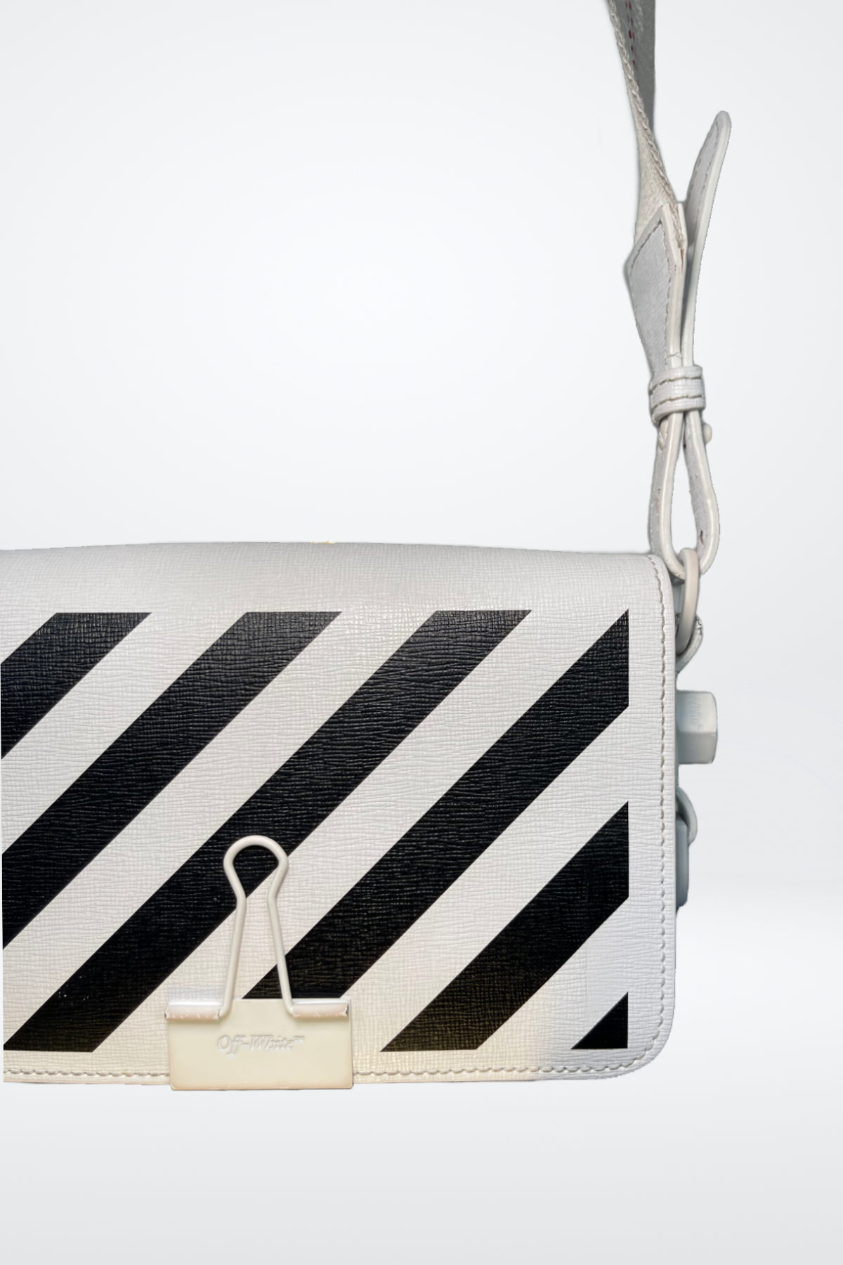Off-White Diagonal Hazard Clip Crossbody Bag