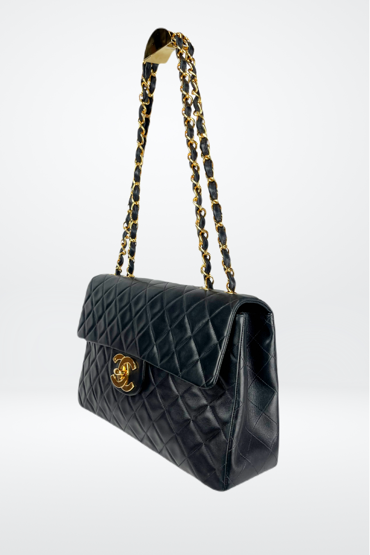 Chanel "Maxi Classic Double Flap Bag" Black w Gold Hardware