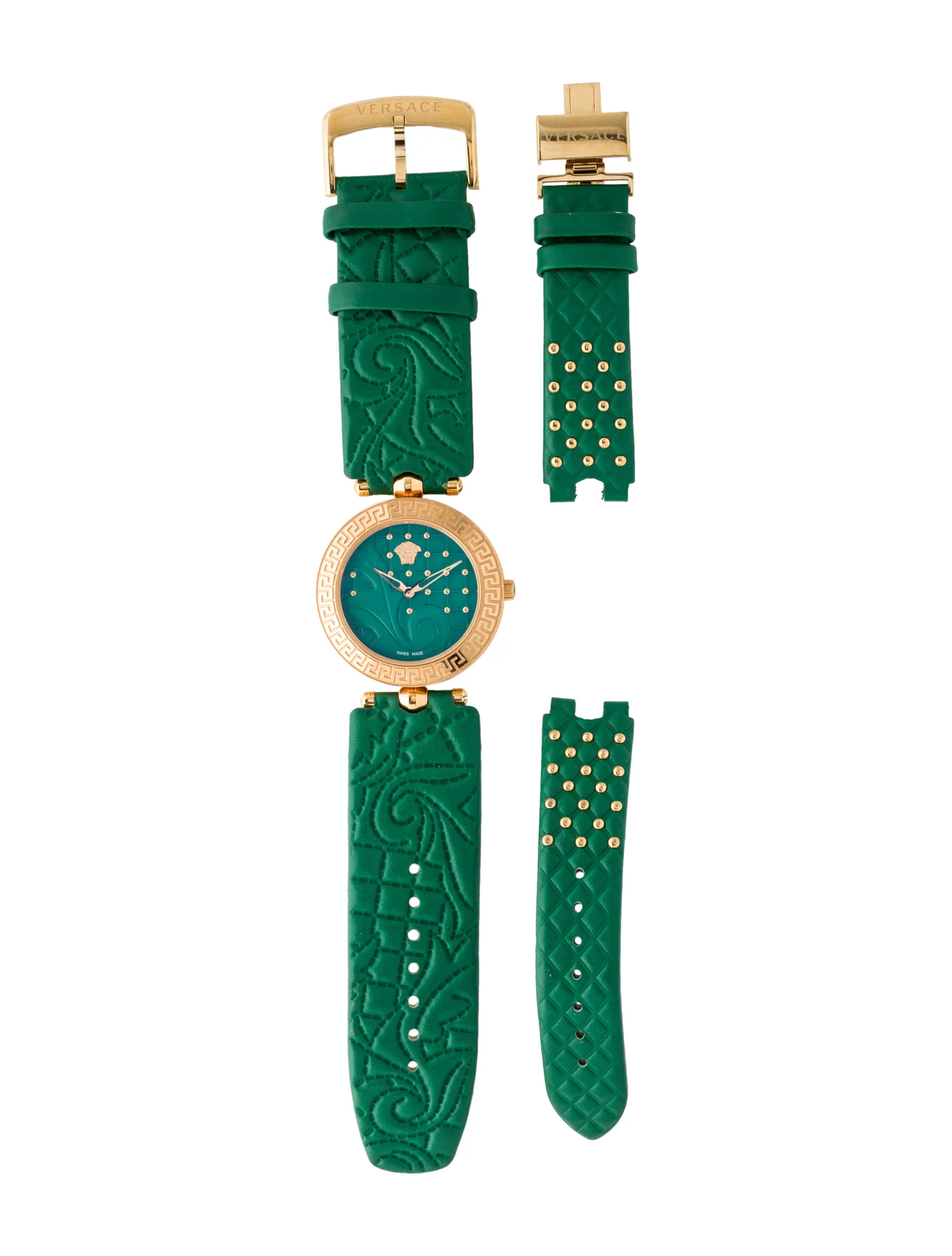 Versace Women's Gold & Green 'Vanitas' Swiss Quartz Stainless Steel & Leather Strap Watch - Model: VK7260015