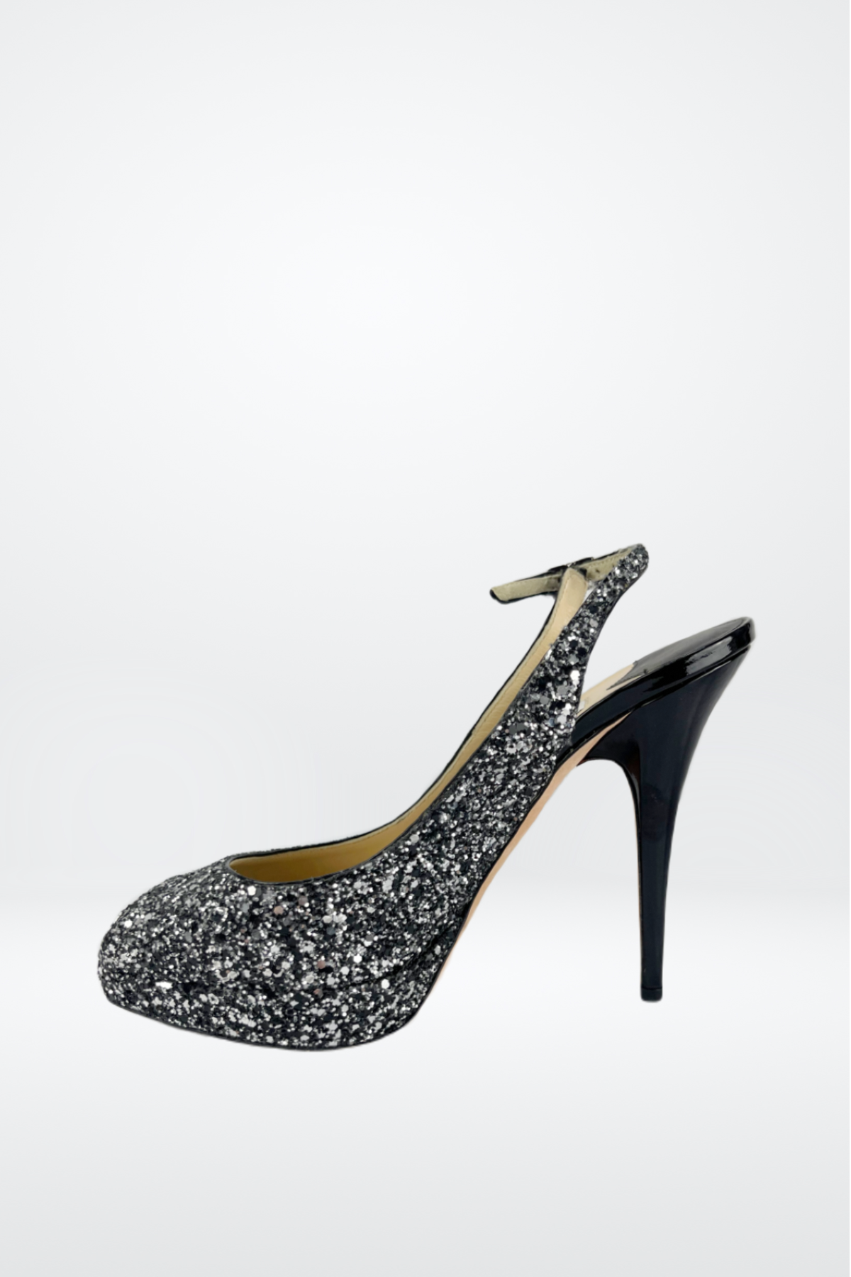 Jimmy Choo Black & White Sparkle Ankle Strap Heels
