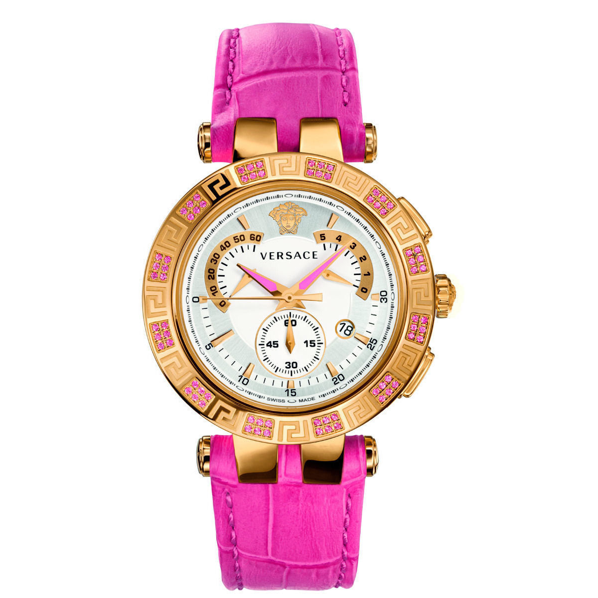 Versace Women's Gold & Pink V-Race Chrono Analog Display Pink Quartz Watch 23C811D002 S111