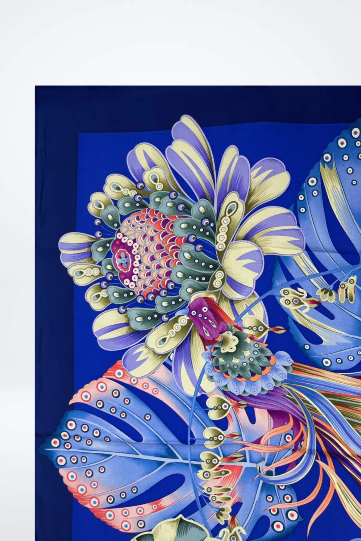 Salvatore Ferragamo Flower Garden Blue Multicolor Floral Silk Scarf NWT