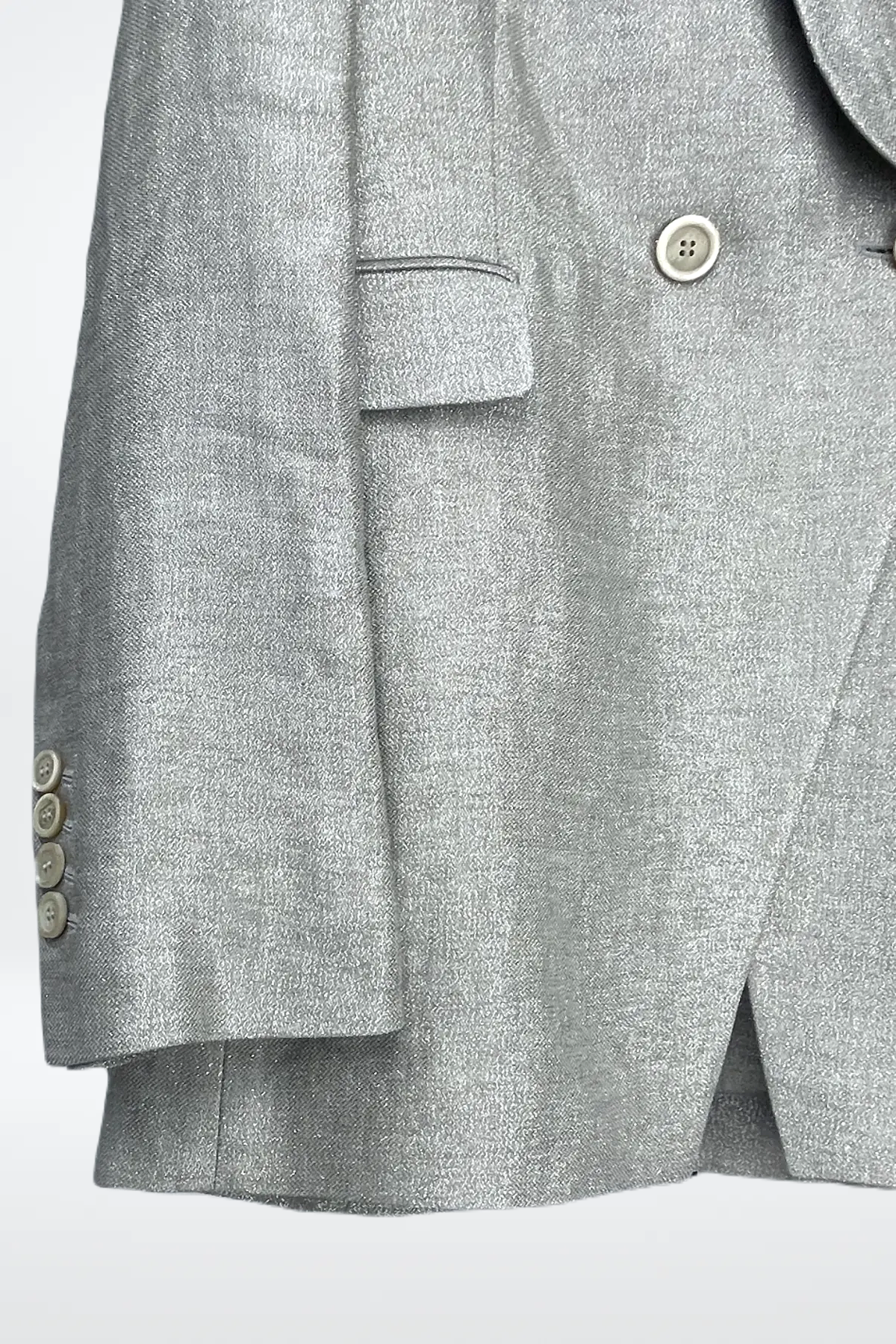 Brunello Cucinelli Shimmered Linen Double-Breasted Blazer Jacket NWT