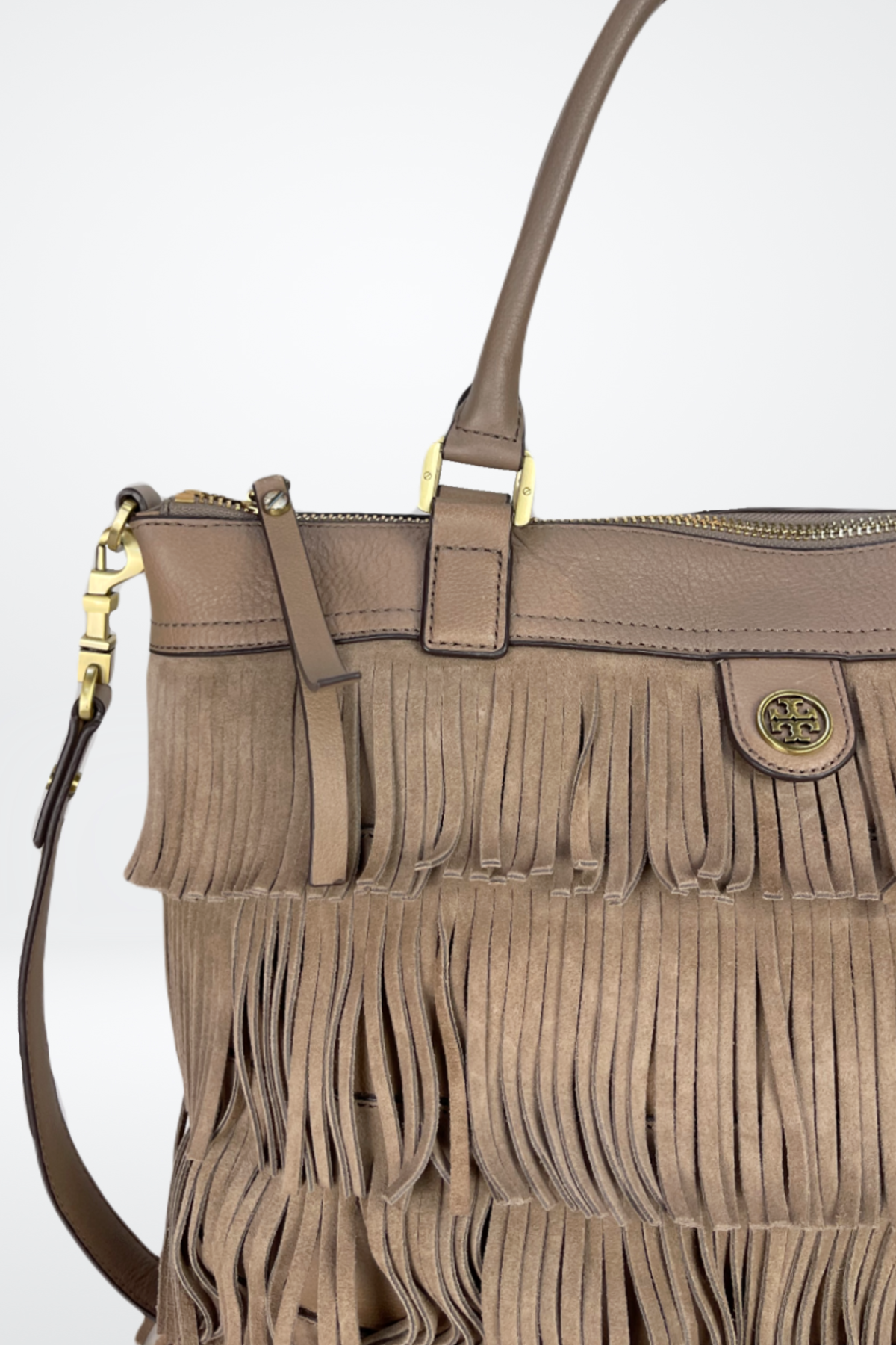 Tory Burch Fringed Suede Tan Shoulder Bag NWT