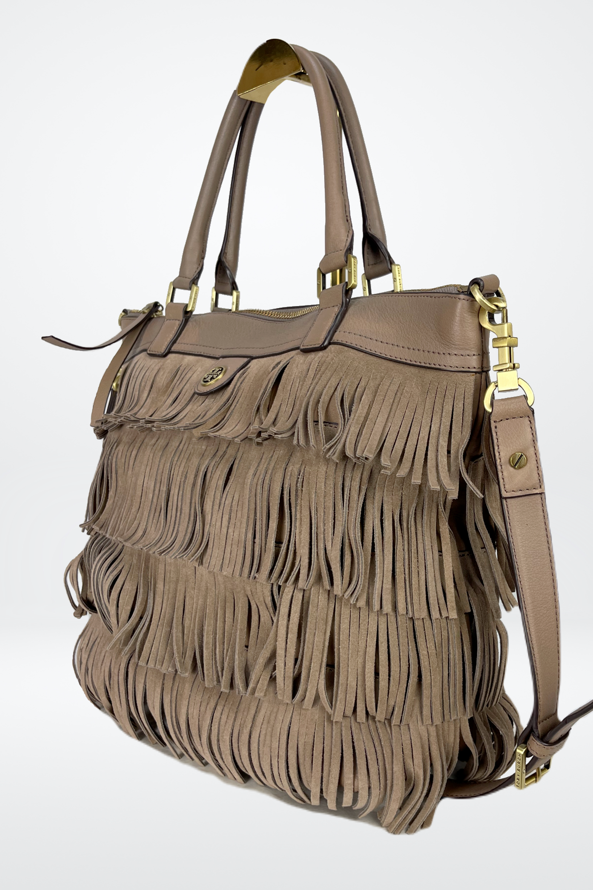 Tory Burch Fringed Suede Tan Shoulder Bag NWT