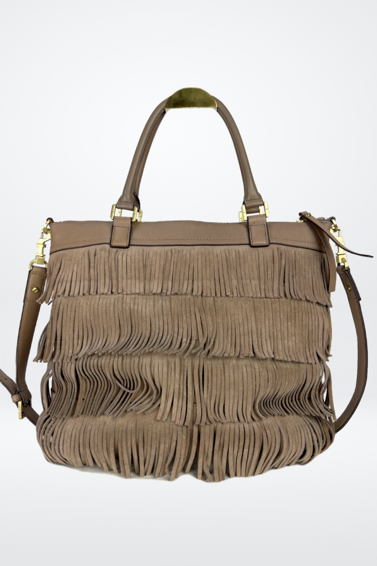 Tory Burch Fringed Suede Tan Shoulder Bag NWT