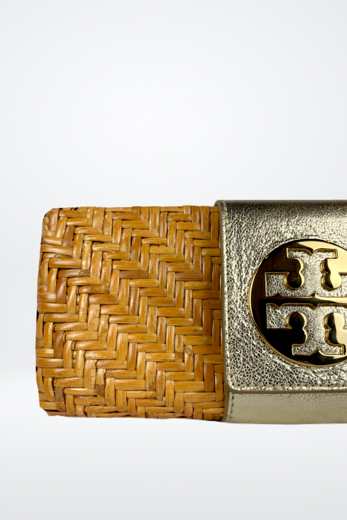 Tory Burch Rattan Clutch w/ Metallic Closure