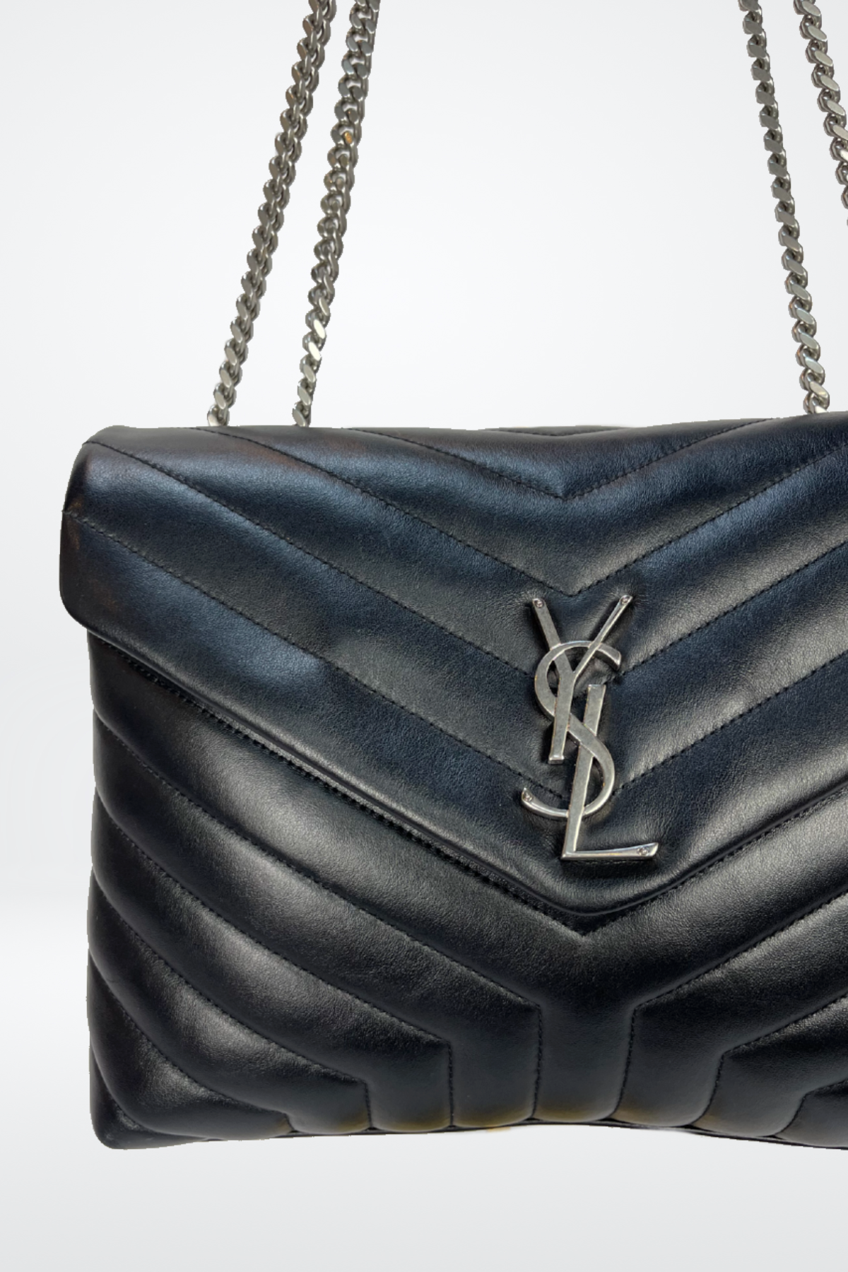 Saint Laurent Medium Loulou in Quilted Leather w Silver Hardware