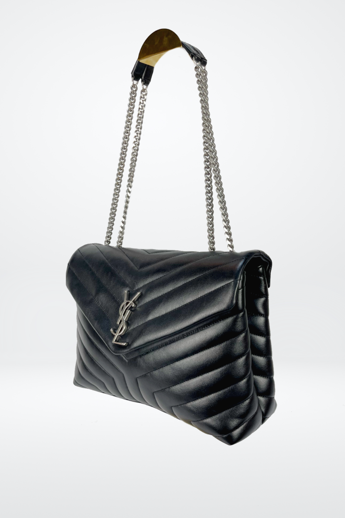 Saint Laurent Medium Loulou in Quilted Leather w Silver Hardware
