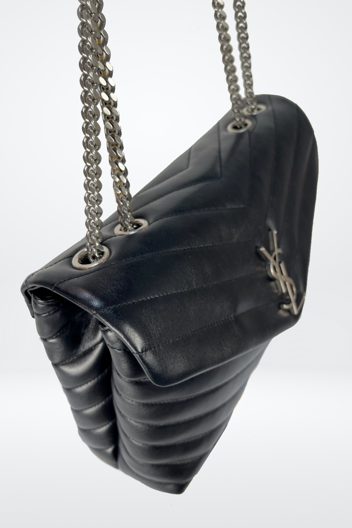 Saint Laurent Medium Loulou in Quilted Leather w Silver Hardware