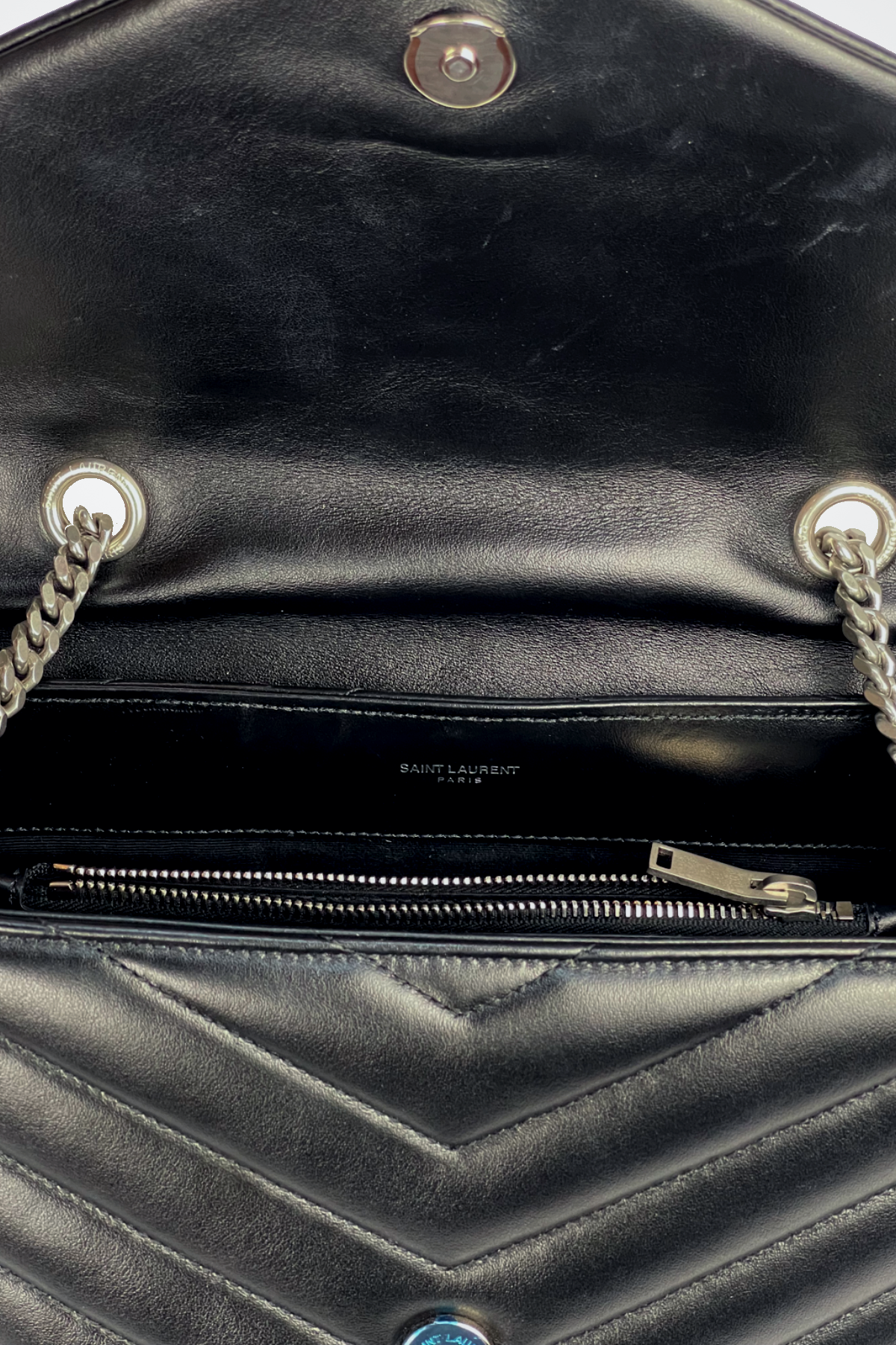Saint Laurent Medium Loulou in Quilted Leather w Silver Hardware