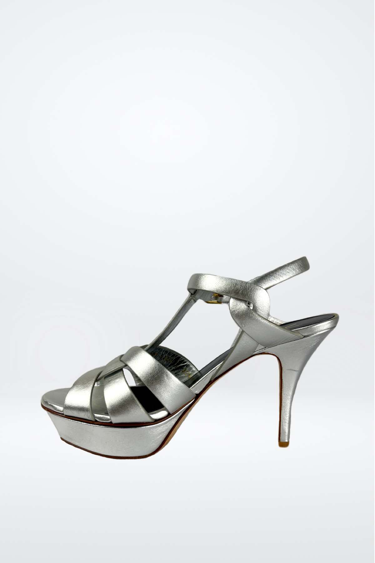 YSL Leather Sliver Ankle Strap High Heel Stilettos Sandals