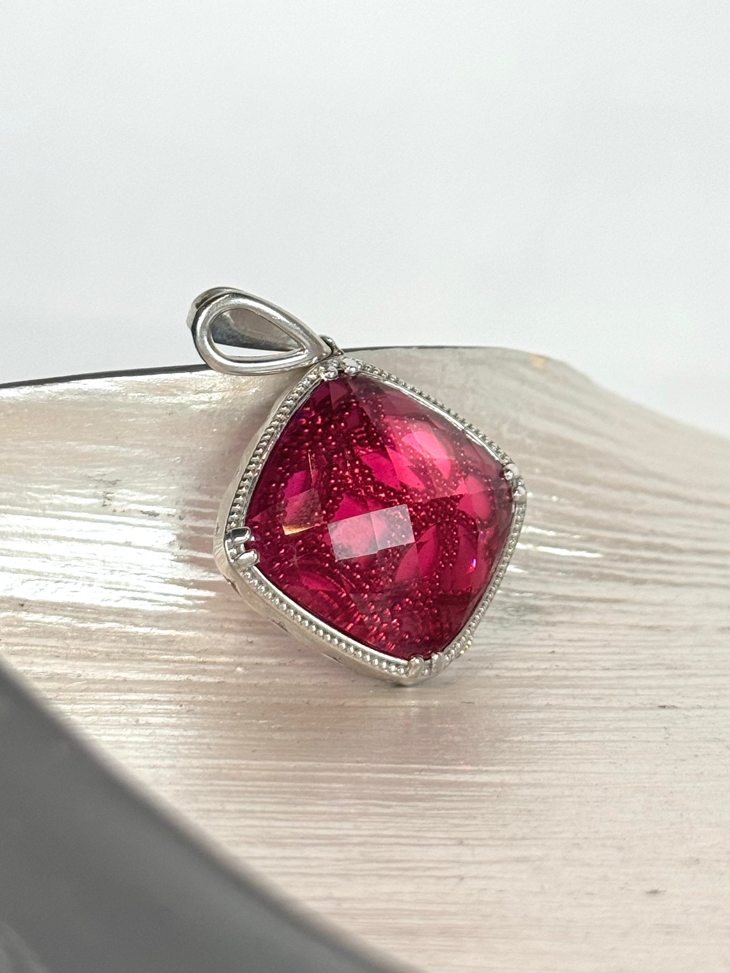 Tacori Sterling Silver with 18k Yellow Gold Accents "City Lights" Hot Pink Quartz Pendant