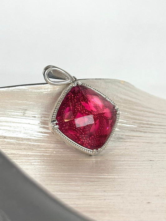Tacori Sterling Silver with 18k Yellow Gold Accents "City Lights" Hot Pink Quartz Pendant