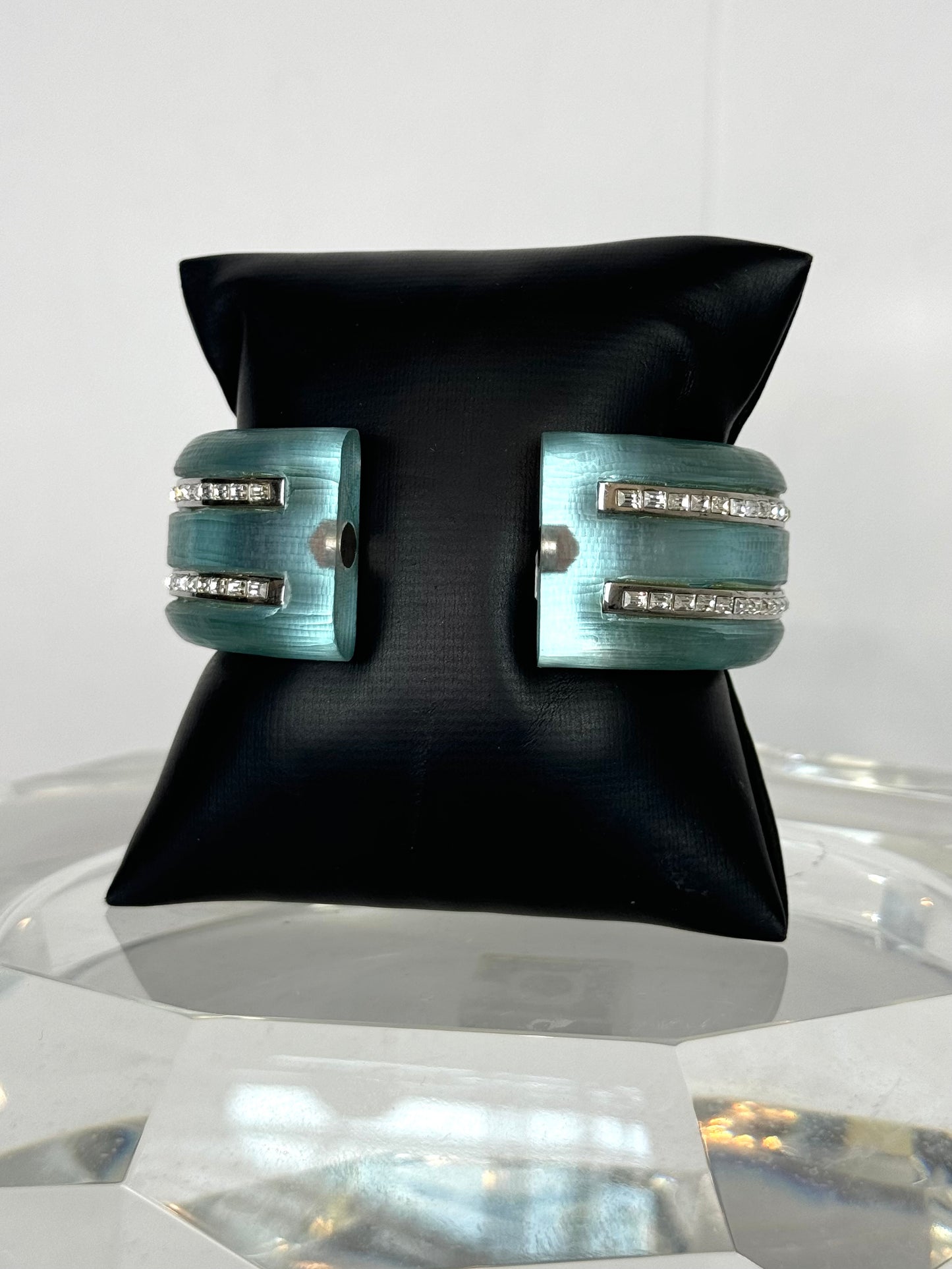 Alexis Bittar Aqua "Frosted" Crystal Accent Magnetic Bangle Bracelet
