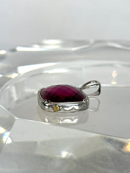 Tacori Sterling Silver with 18k Yellow Gold Accents "City Lights" Hot Pink Quartz Pendant
