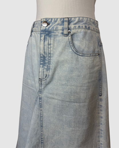 Tibi Denim Light Wash Midi Skirt