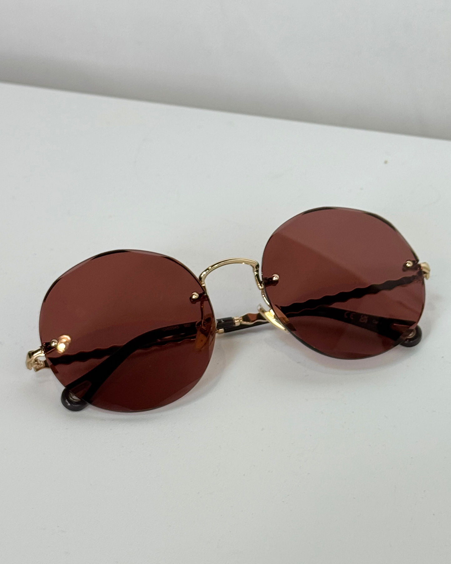 COMES WITH CASE - Chloe Pink Round CH0254S Gold Frame Sunglasses