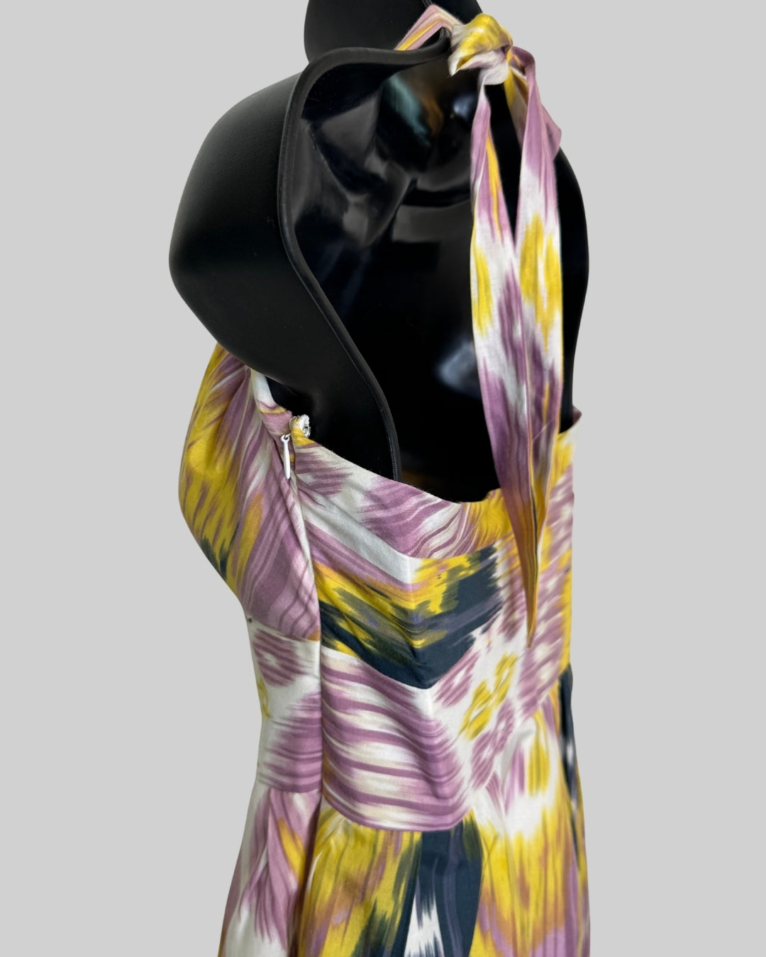 James Coviello Yellow Pink Tie-Dye Halter-Tie Sleeveless Mini Dress