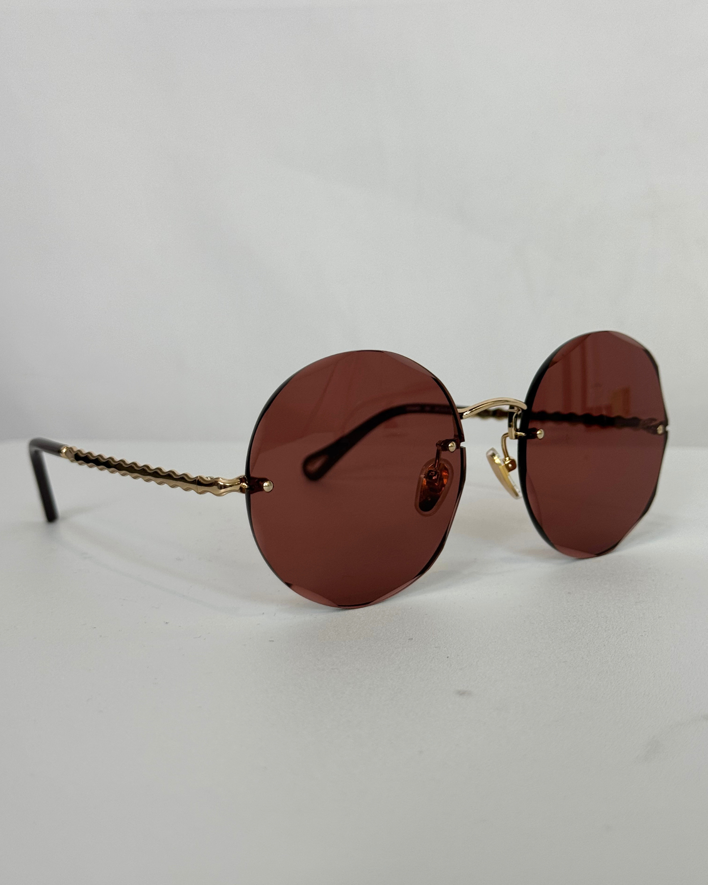 COMES WITH CASE - Chloe Pink Round CH0254S Gold Frame Sunglasses