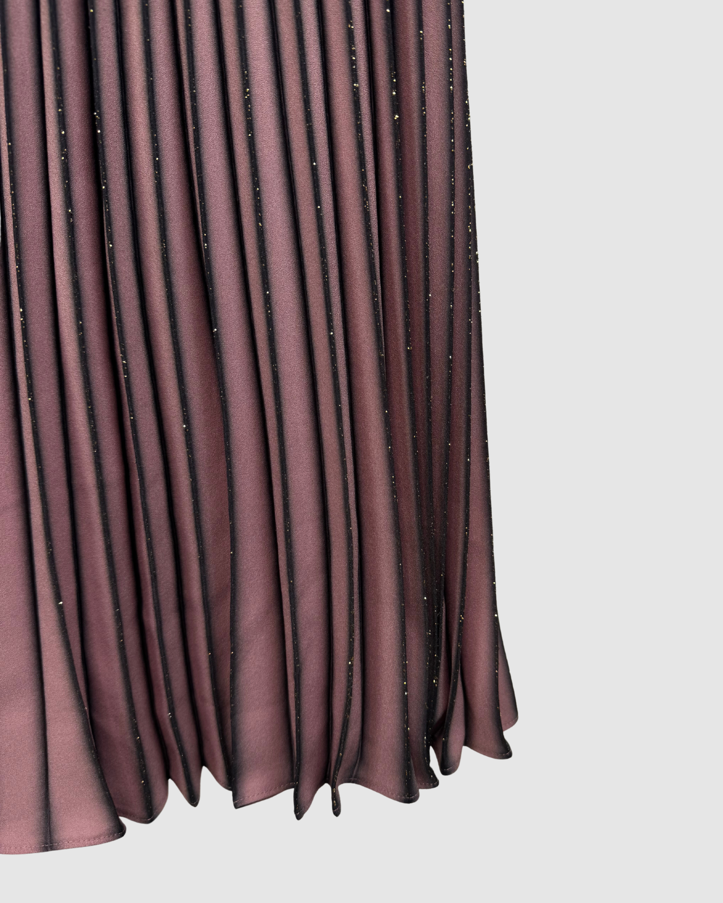 Elie Tahari Black & Purple Ombre Gold Sparkle Pleated Midi Skirt