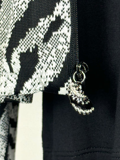 St. John Black White Zebra Print Collared Zip Up Jacket