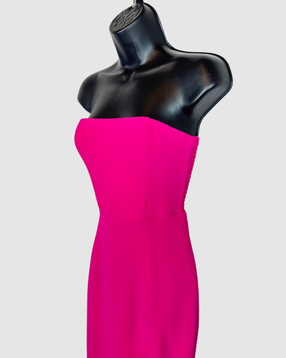 Amanda Uprichard Hot Pink Strapless Midi Dress