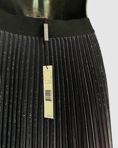 Elie Tahari Black & Purple Ombre Gold Sparkle Pleated Midi Skirt