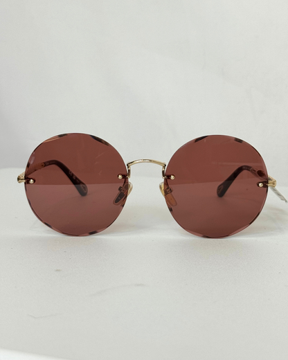 COMES WITH CASE - Chloe Pink Round CH0254S Gold Frame Sunglasses