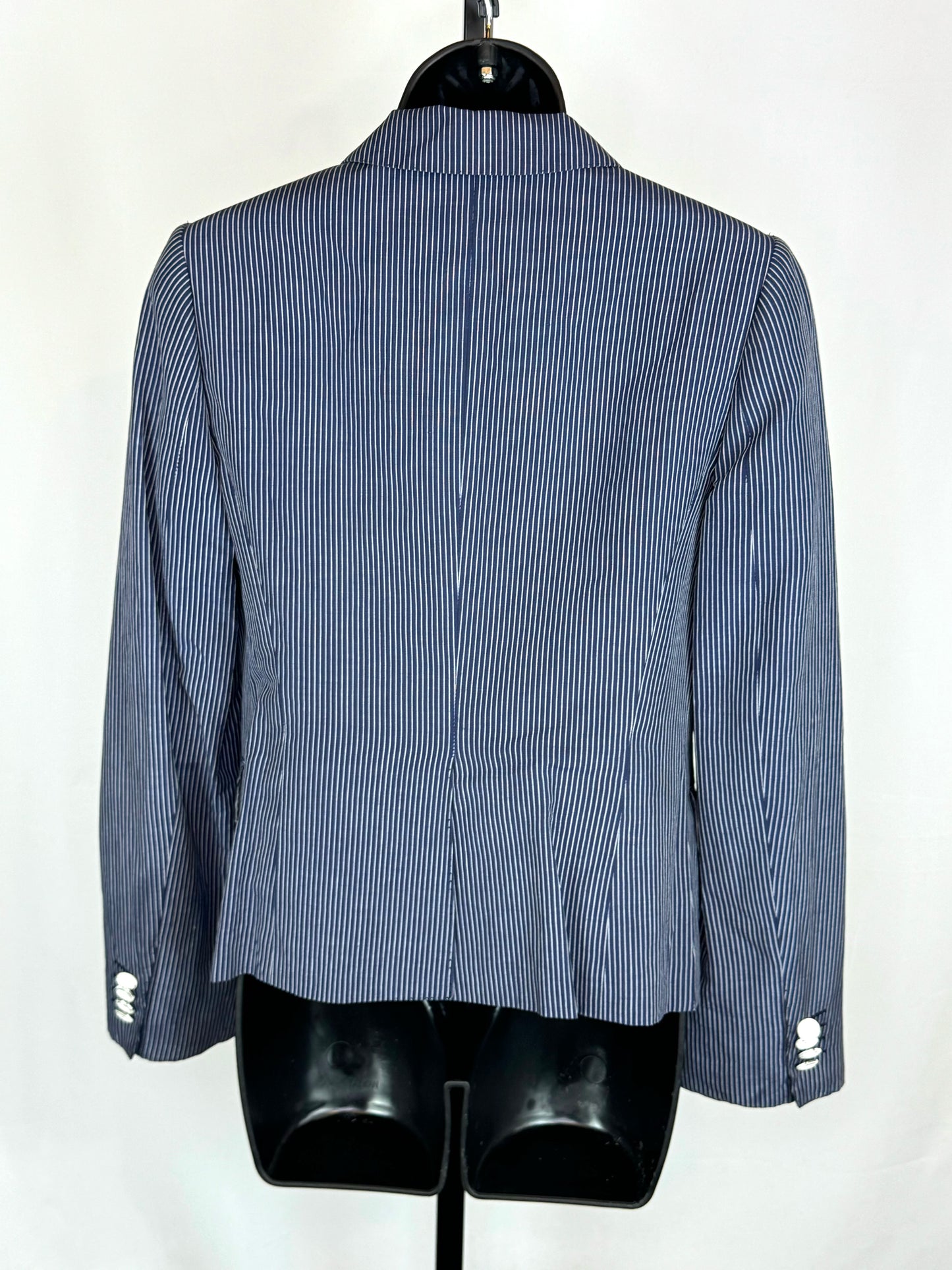 Kiton Blue w White Pinstripe Button Up Blazer w 2 Front Pockets