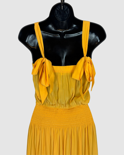 Ramy Brook Yellow Sleeveless Maxi Dress w/ Smocked Waist