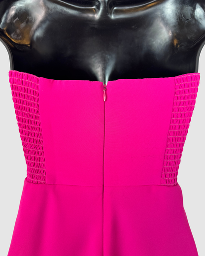 Amanda Uprichard Hot Pink Strapless Midi Dress