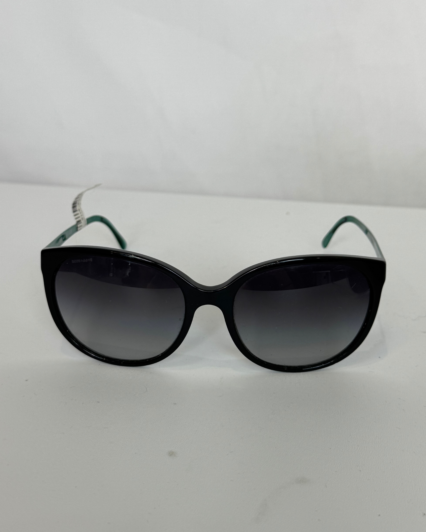 COMES W BOX-Burberry Black Round Eye Lens w Polished Green Arms