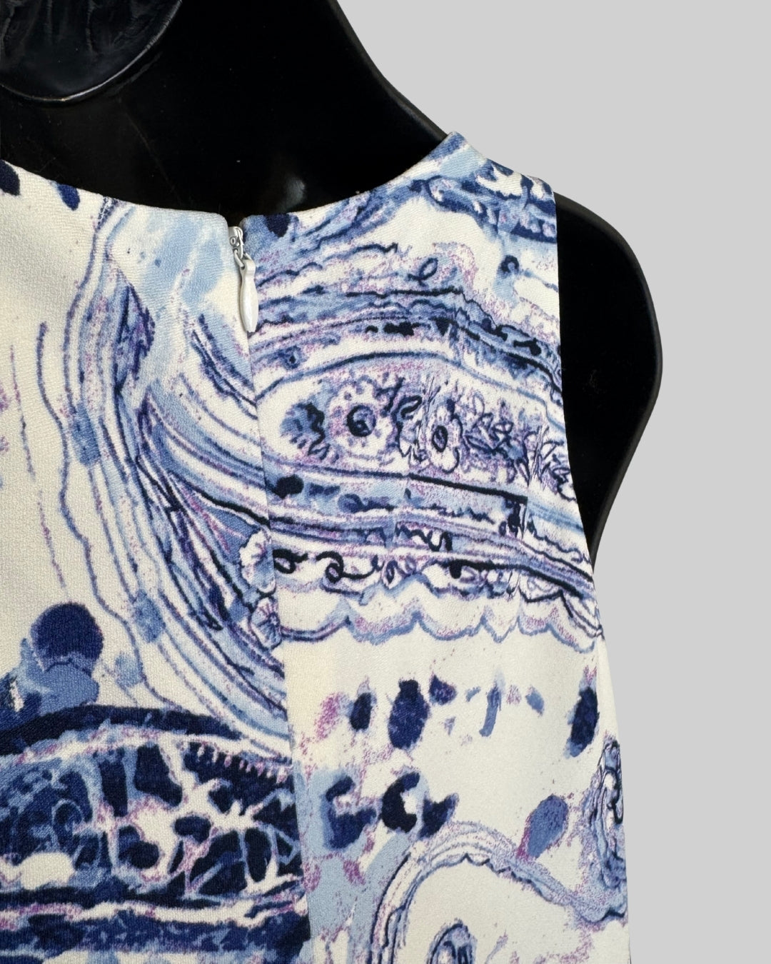 Lauren White Purple Blue Floral Sleeveless Knee-Length Dress