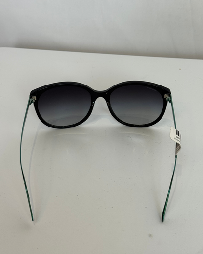 COMES W BOX-Burberry Black Round Eye Lens w Polished Green Arms