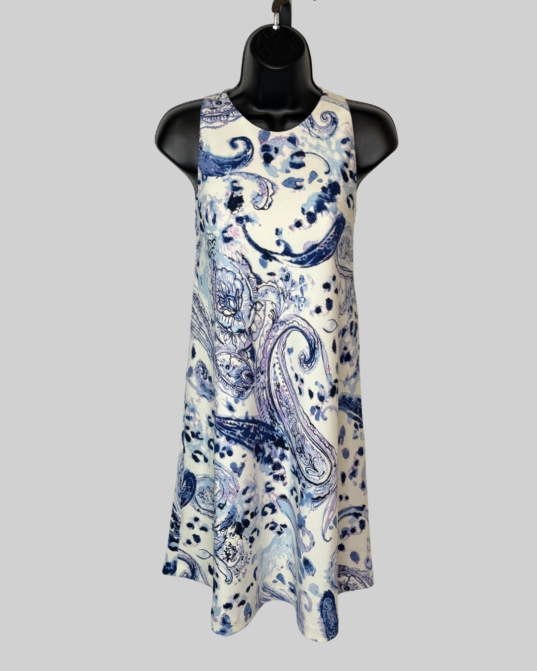 Lauren White Purple Blue Floral Sleeveless Knee-Length Dress