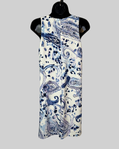 Lauren White Purple Blue Floral Sleeveless Knee-Length Dress