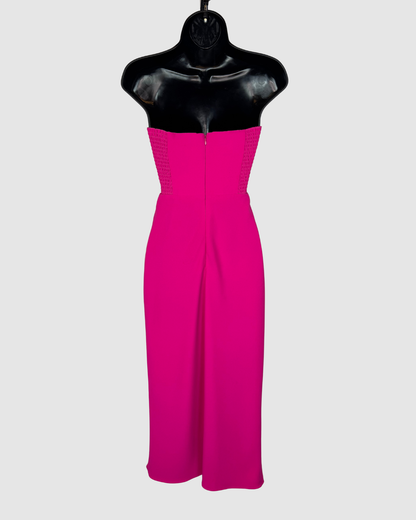 Amanda Uprichard Hot Pink Strapless Midi Dress