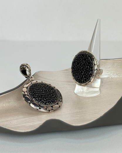 John Hardy Sterling Silver Black Sapphire Kali Lavafire Pendant