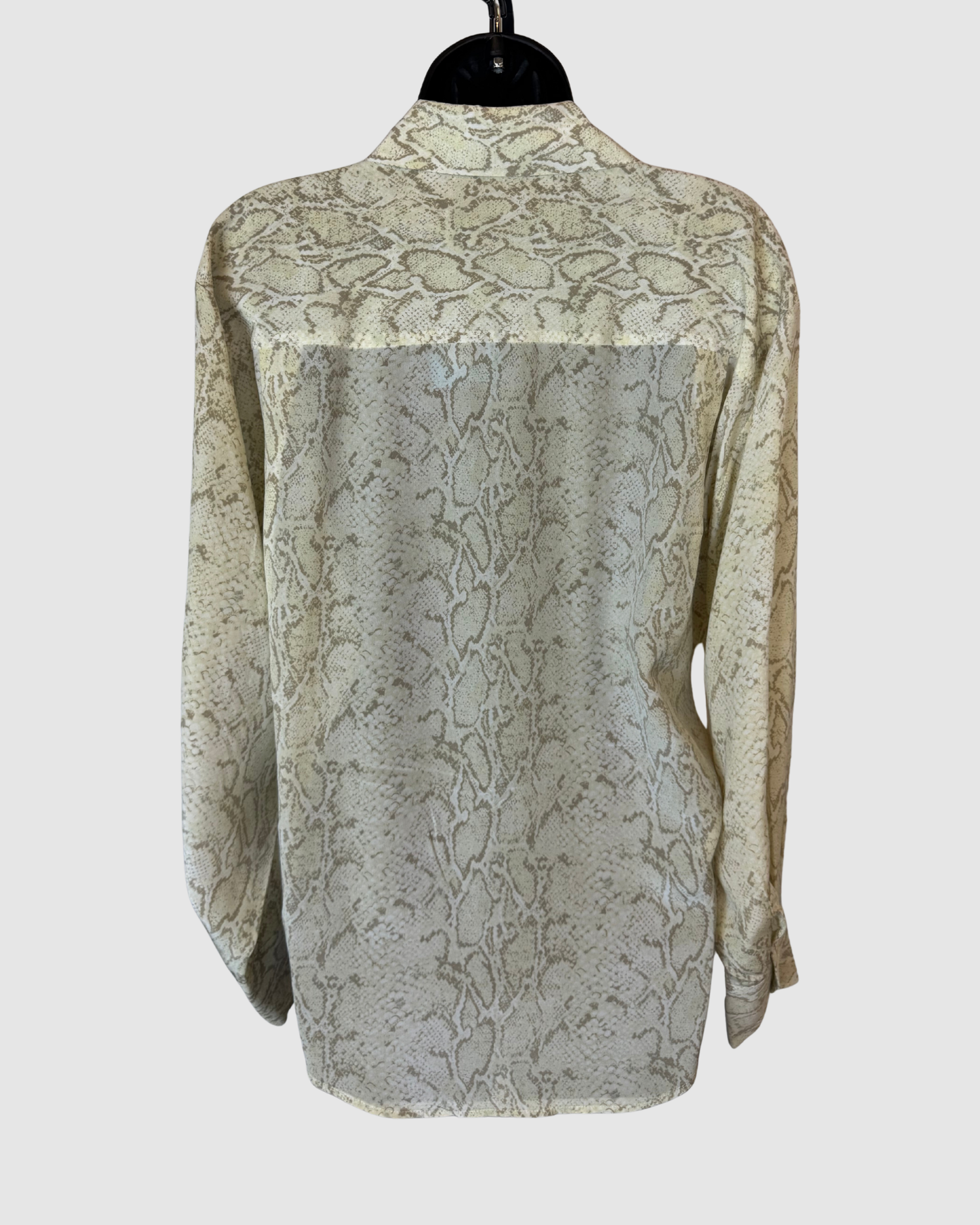 Equipment Silk Beige Snake Print Long Sleeve Button Blouse