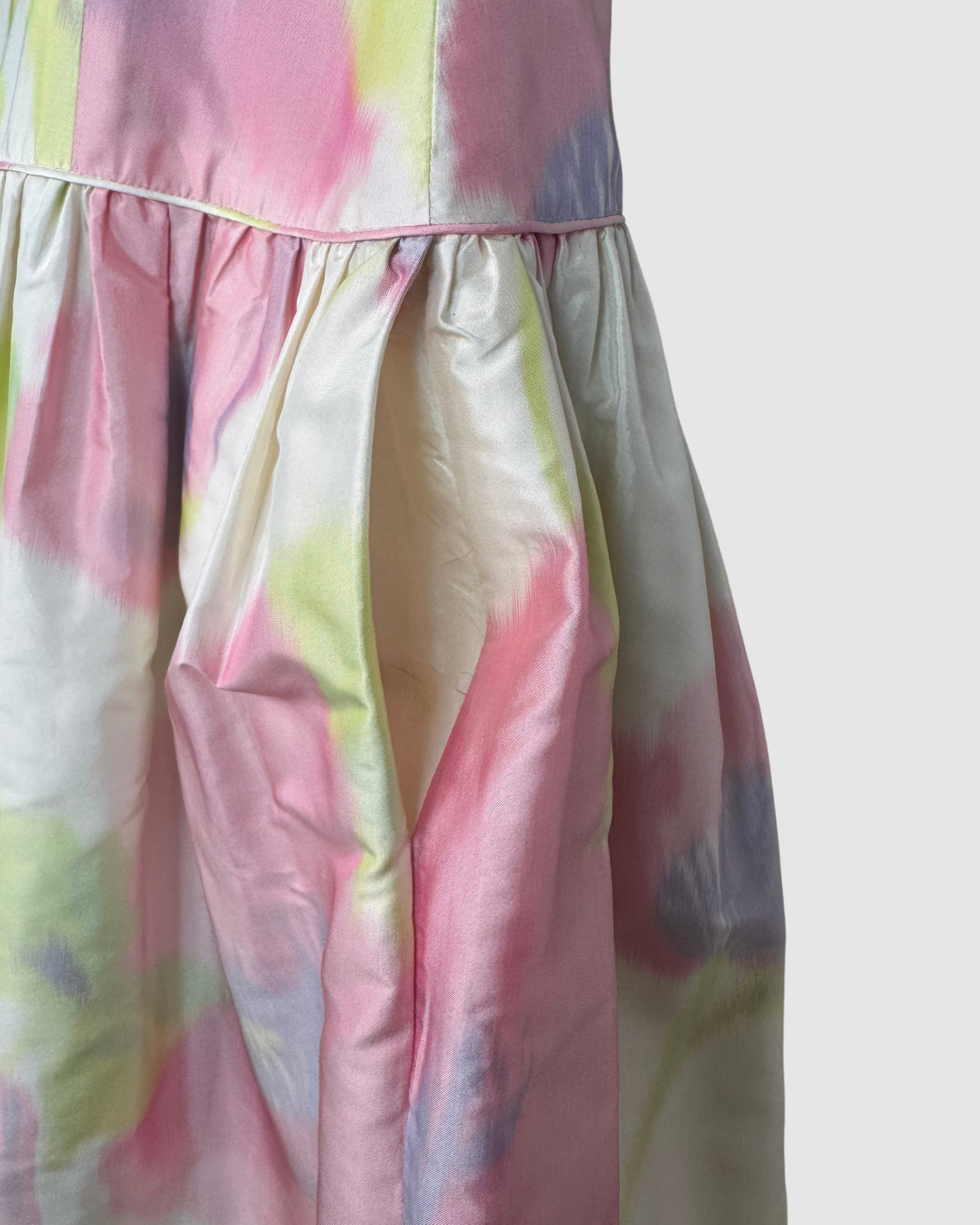 Bill Blass Pearl Pink Green Tie-Dye Square Neck Sleeveless Fit & Flare Mini Dress