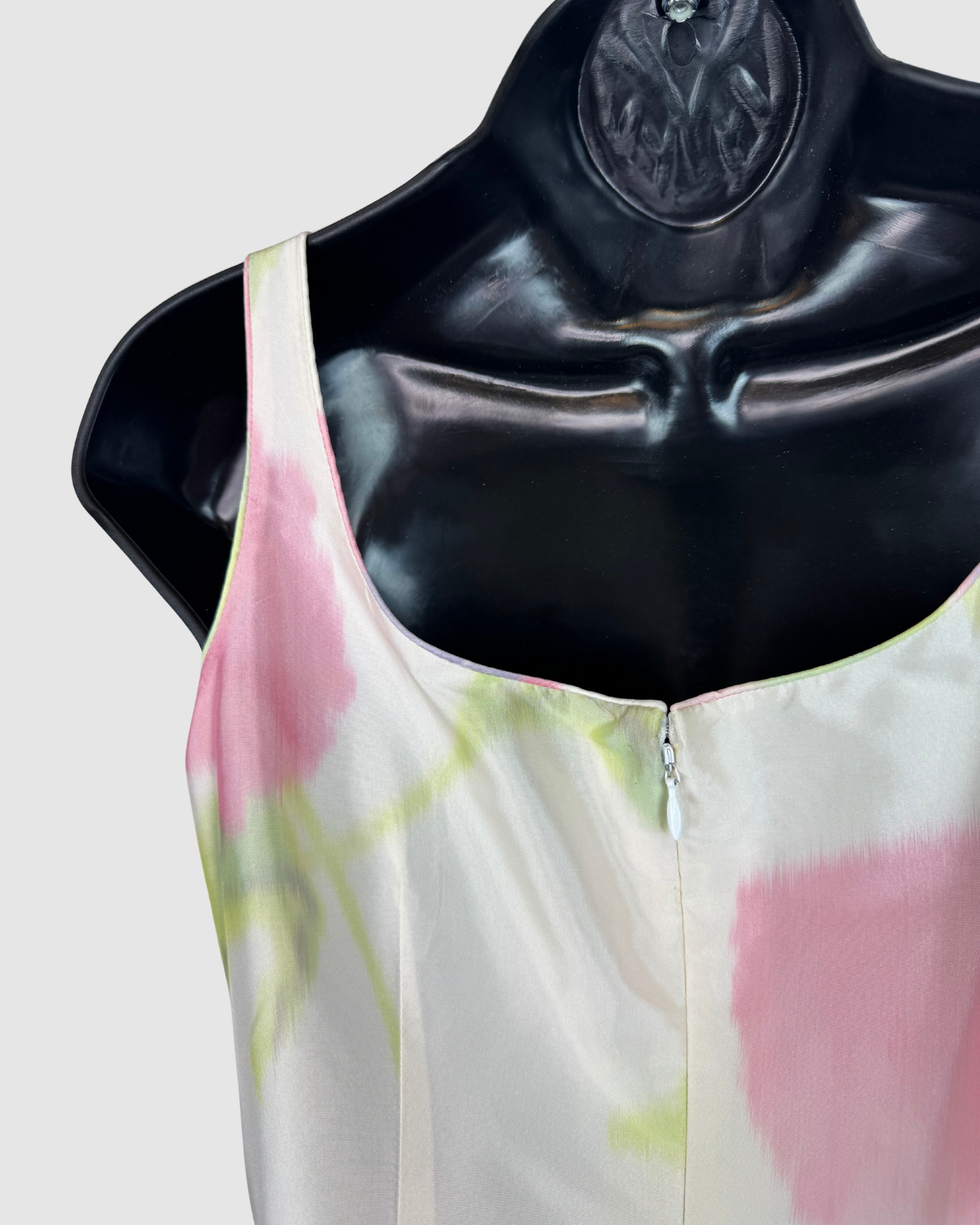 Bill Blass Pearl Pink Green Tie-Dye Square Neck Sleeveless Fit & Flare Mini Dress