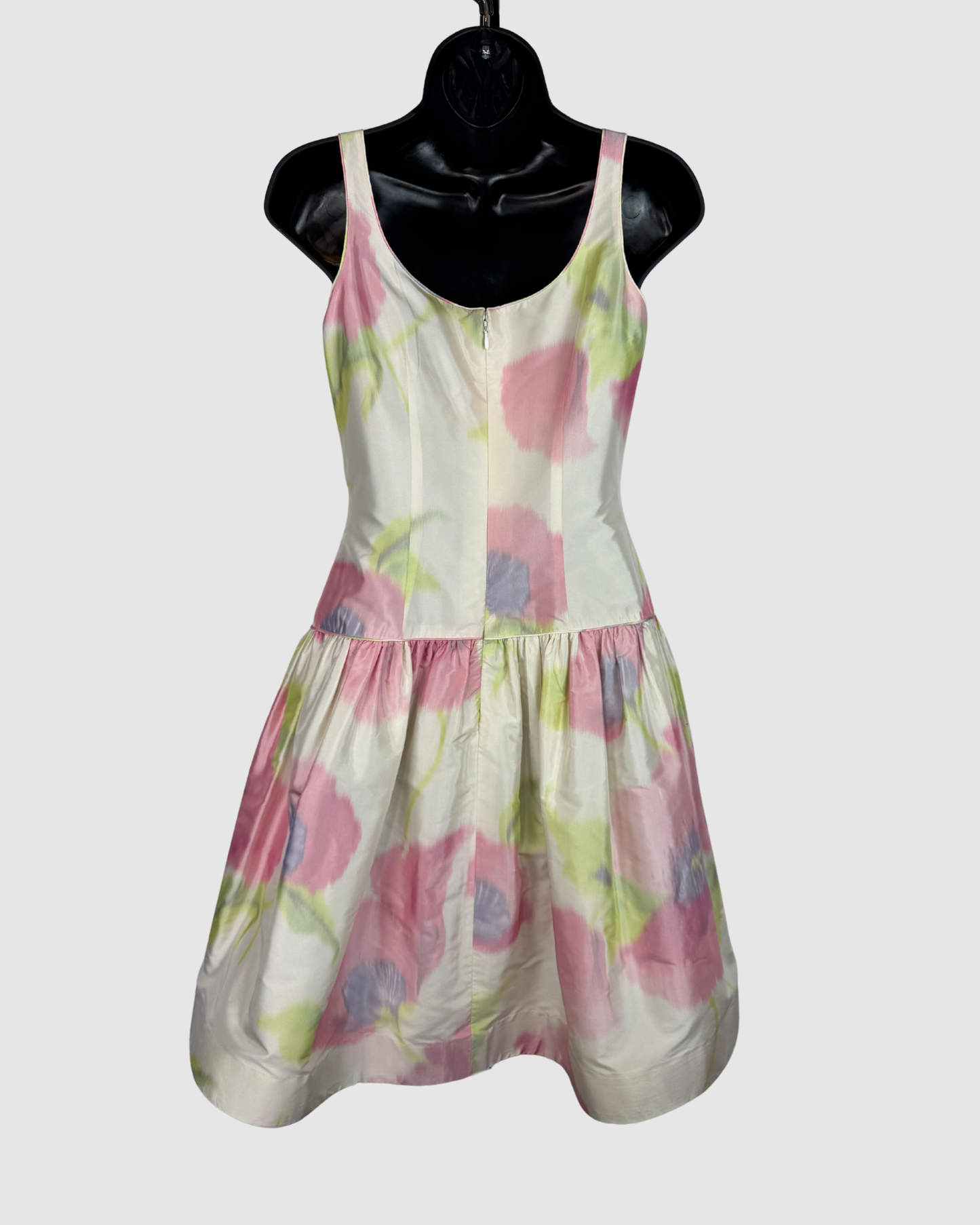 Bill Blass Pearl Pink Green Tie-Dye Square Neck Sleeveless Fit & Flare Mini Dress