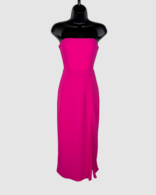 Amanda Uprichard Hot Pink Strapless Midi Dress